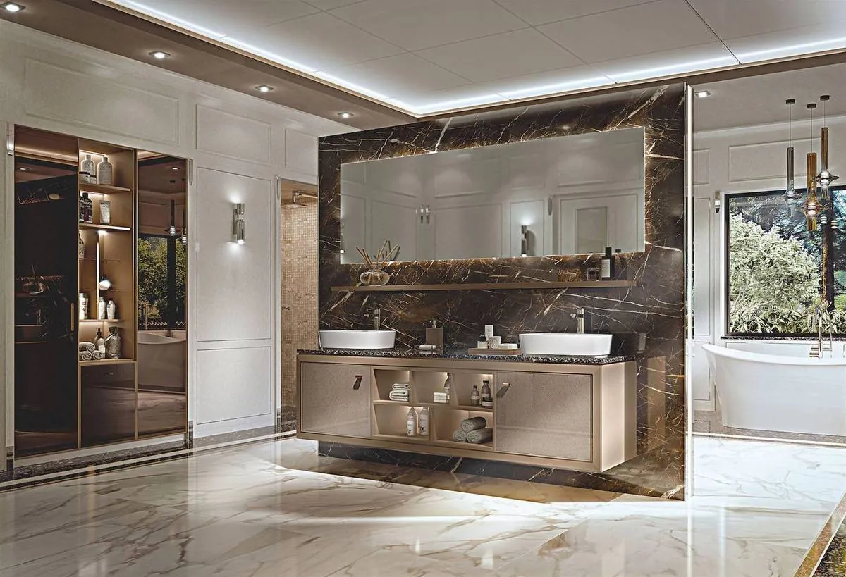 Contemporary bathroom made with Robolli showroom materials