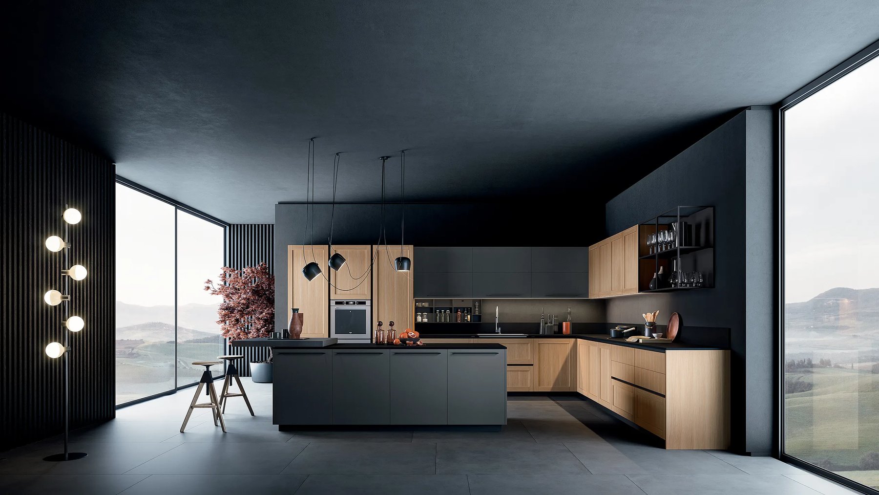 Etro kitchen, dark atmosphere · © Armony Cucine