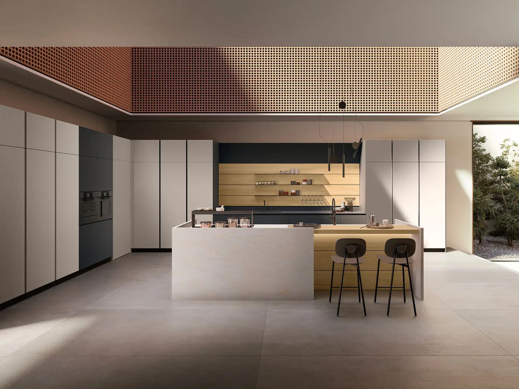 Kappa kitchen, integrated tall units · © Armony Cucine