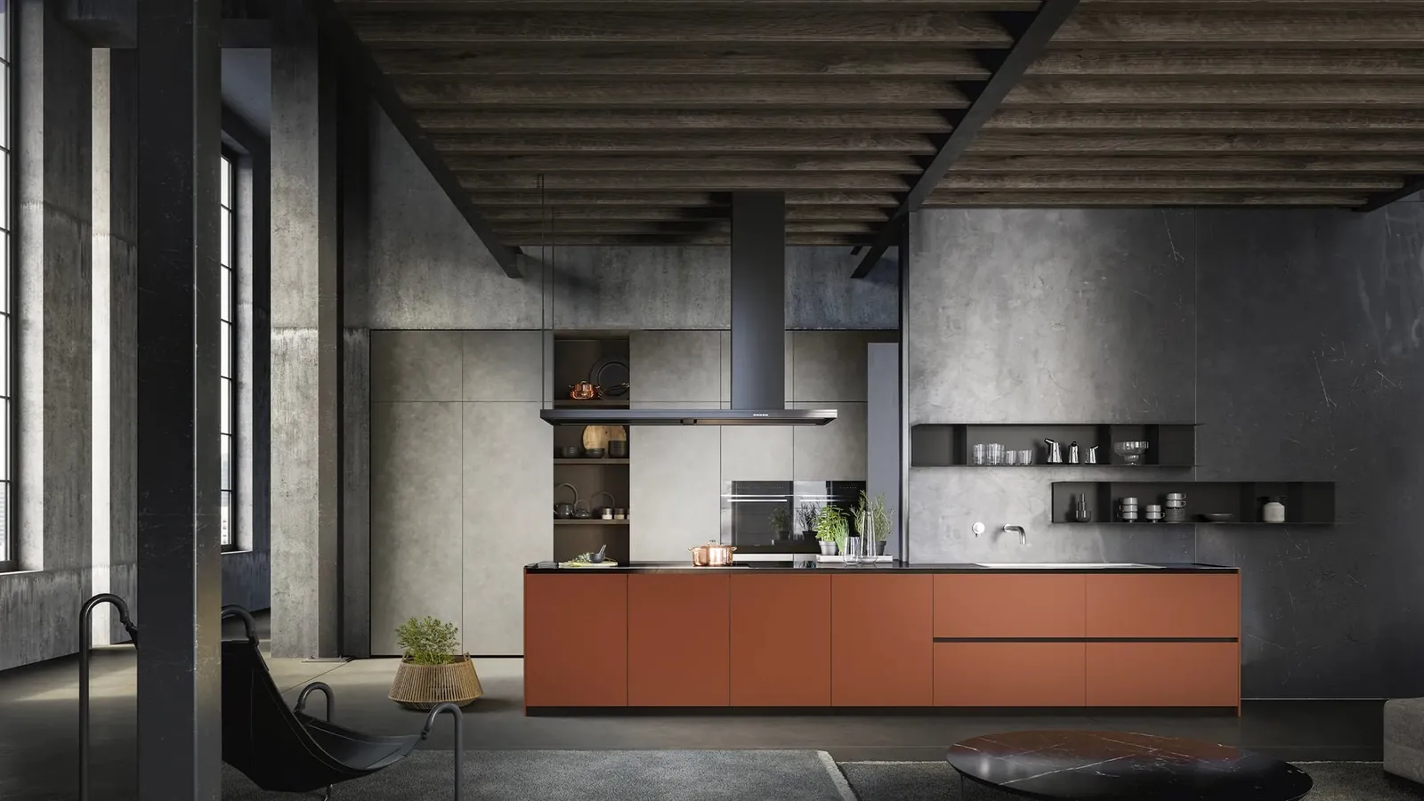 Küche Skyline, Lack in Terrakotta · © Armony Cucine
