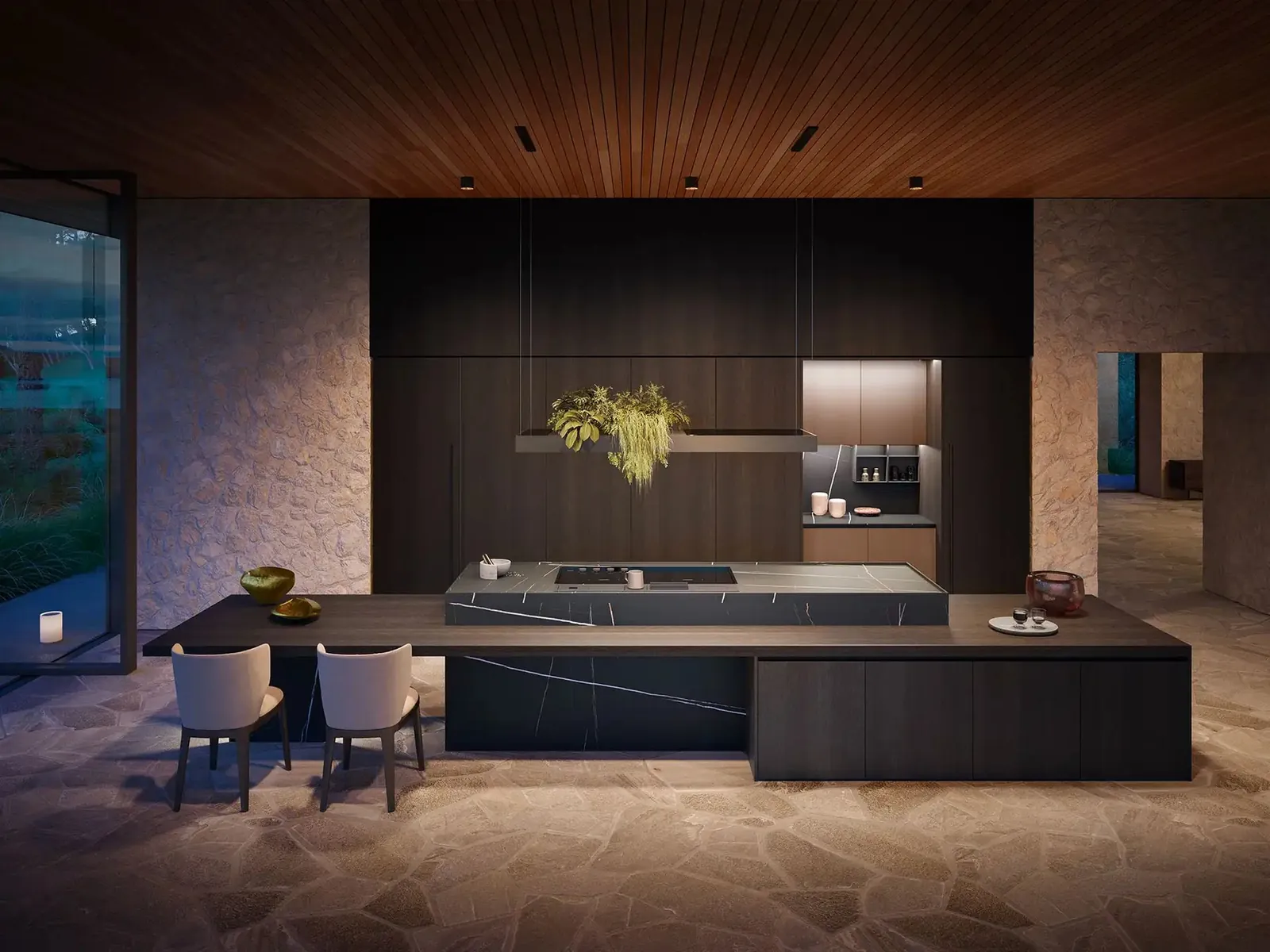 Küche Yota, dunkle Insel · © Armony Cucine