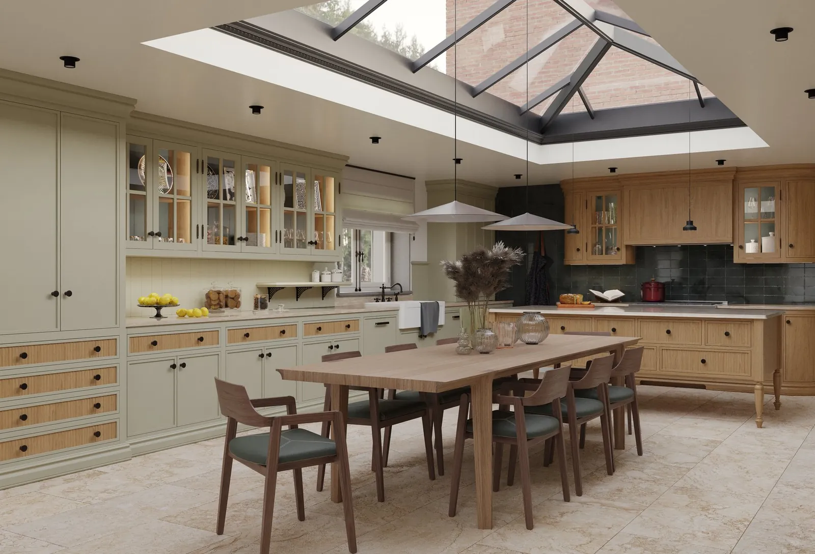 Küche Cottage unter einem Glasdach · © Martini Interiors