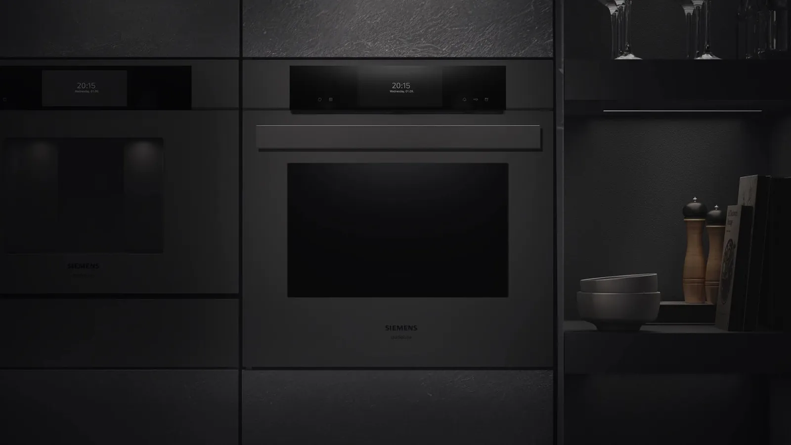 Backöfen und Schubladen in Schwarz · © Siemens