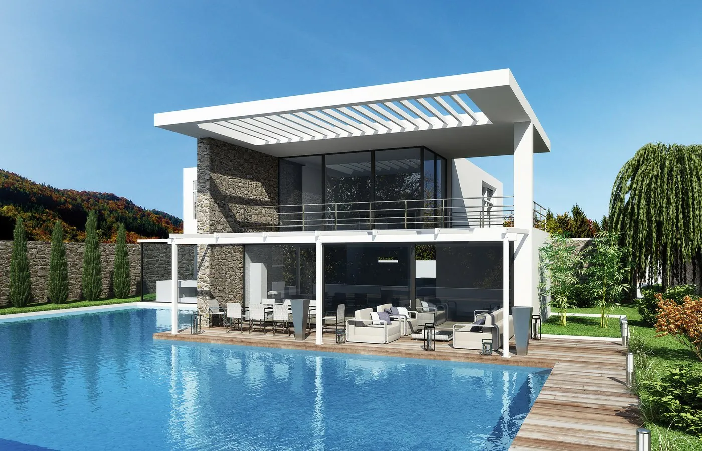 Pergola Pergal sur terrasse · © Dirello