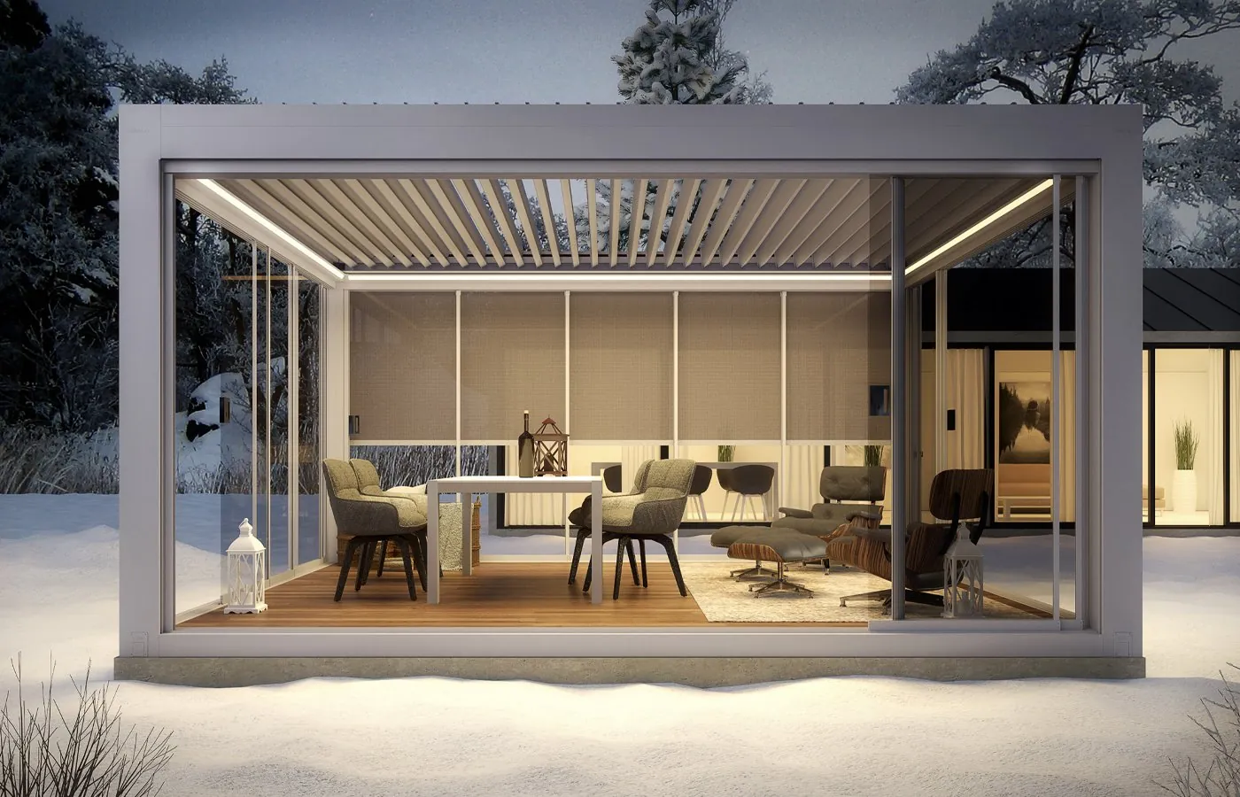 Pergola fermée, stores et vitrages · © Dirello