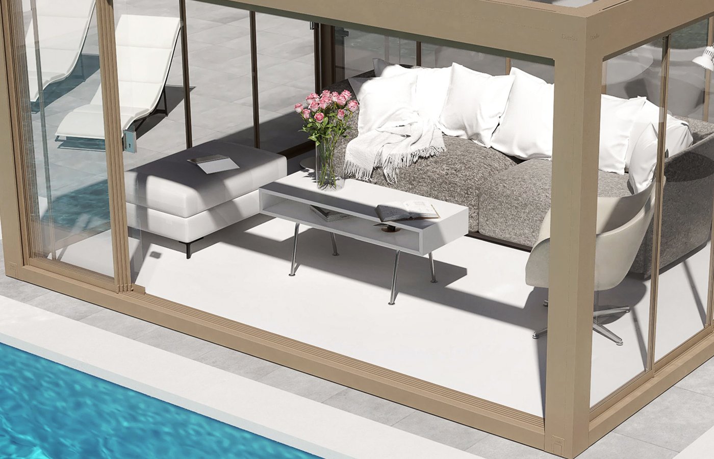 Mit ZIP-Screens geschlossene Pergola · © Dirello
