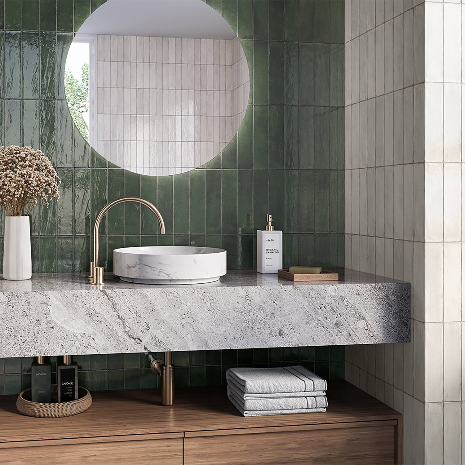 Rivestimento in ceramica Arcadia Olive · © Villa Ceramica