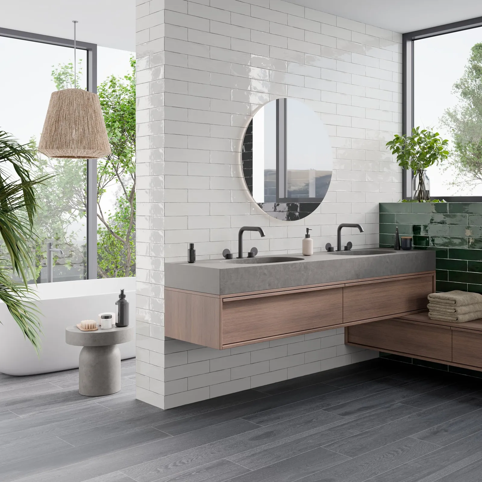 Bagno, rivestimento in ceramica Icarus Bottle White · © Villa Ceramica