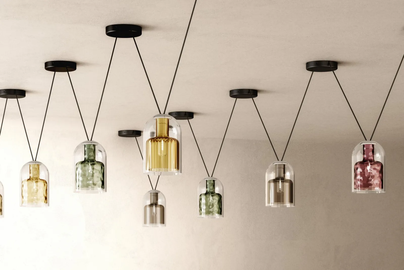 Glas-Pendelleuchten XY&Z · © Fabbian