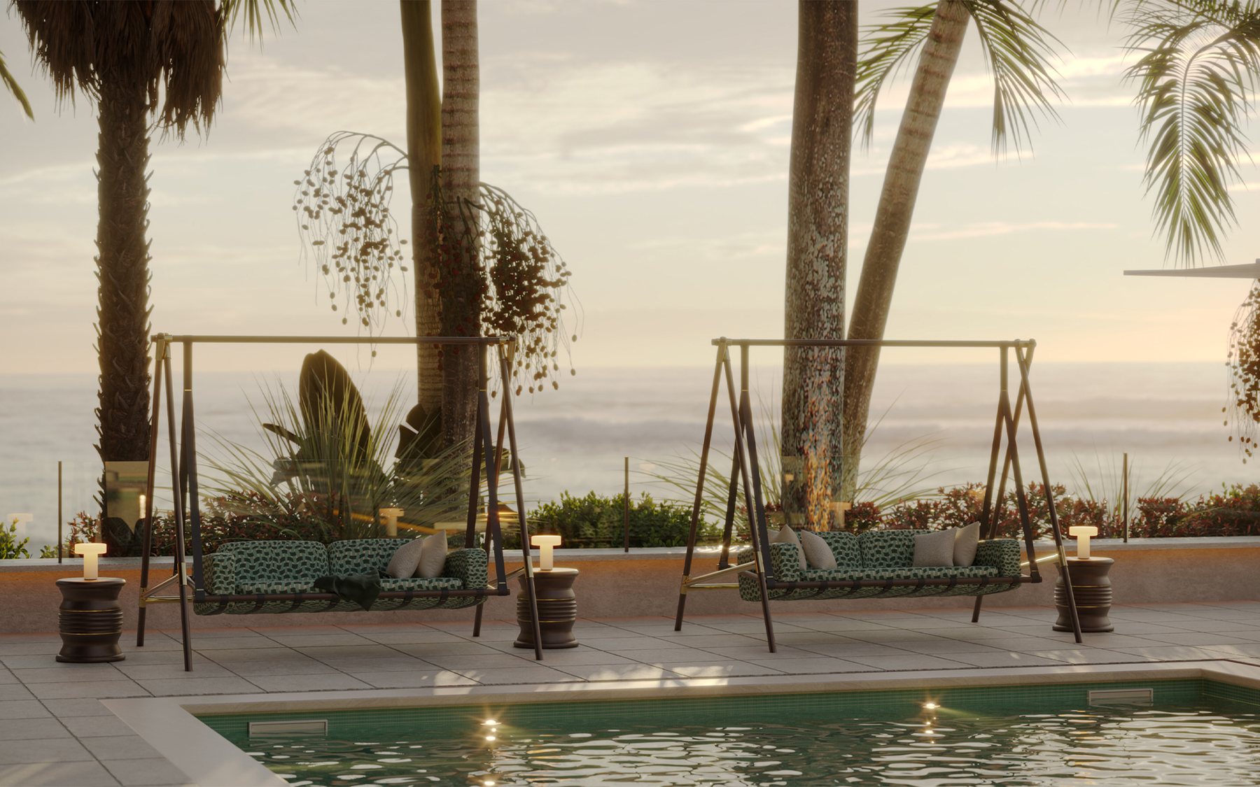 Hollywoodschaukeln am Pool · © Myface