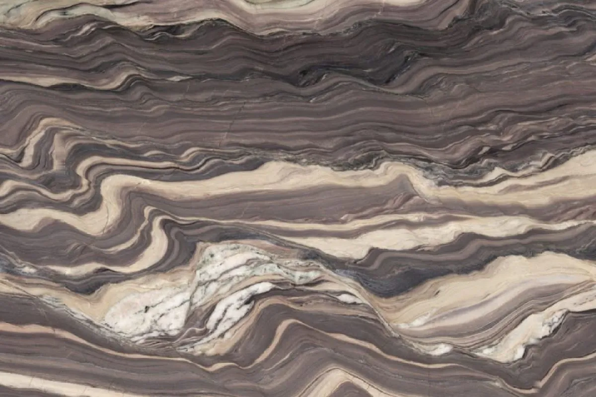 Fusion Explosion Blue natural stone slab, wavy veining