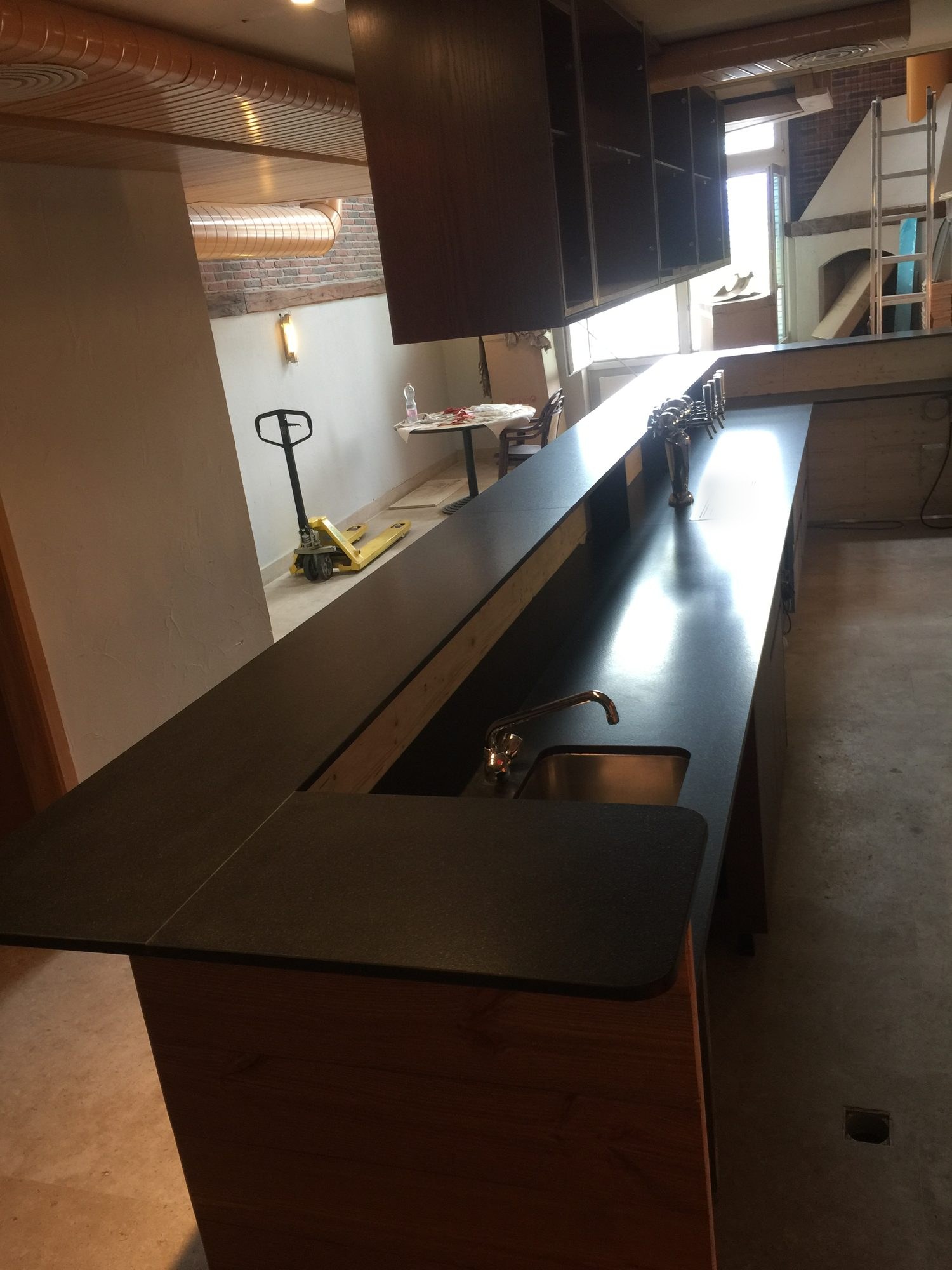 Wooden bar counter, another angle