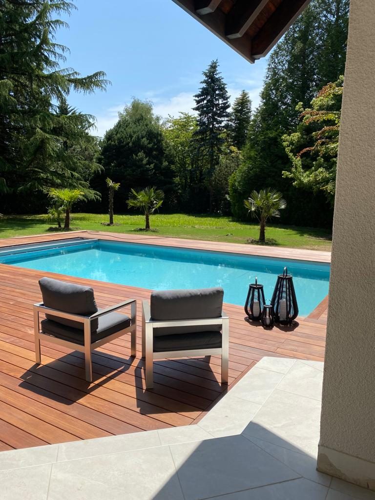 Wooden deck and pool, detail