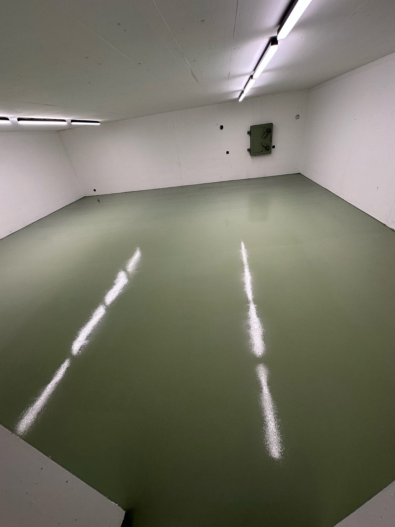 Grey-green resin floor, another angle